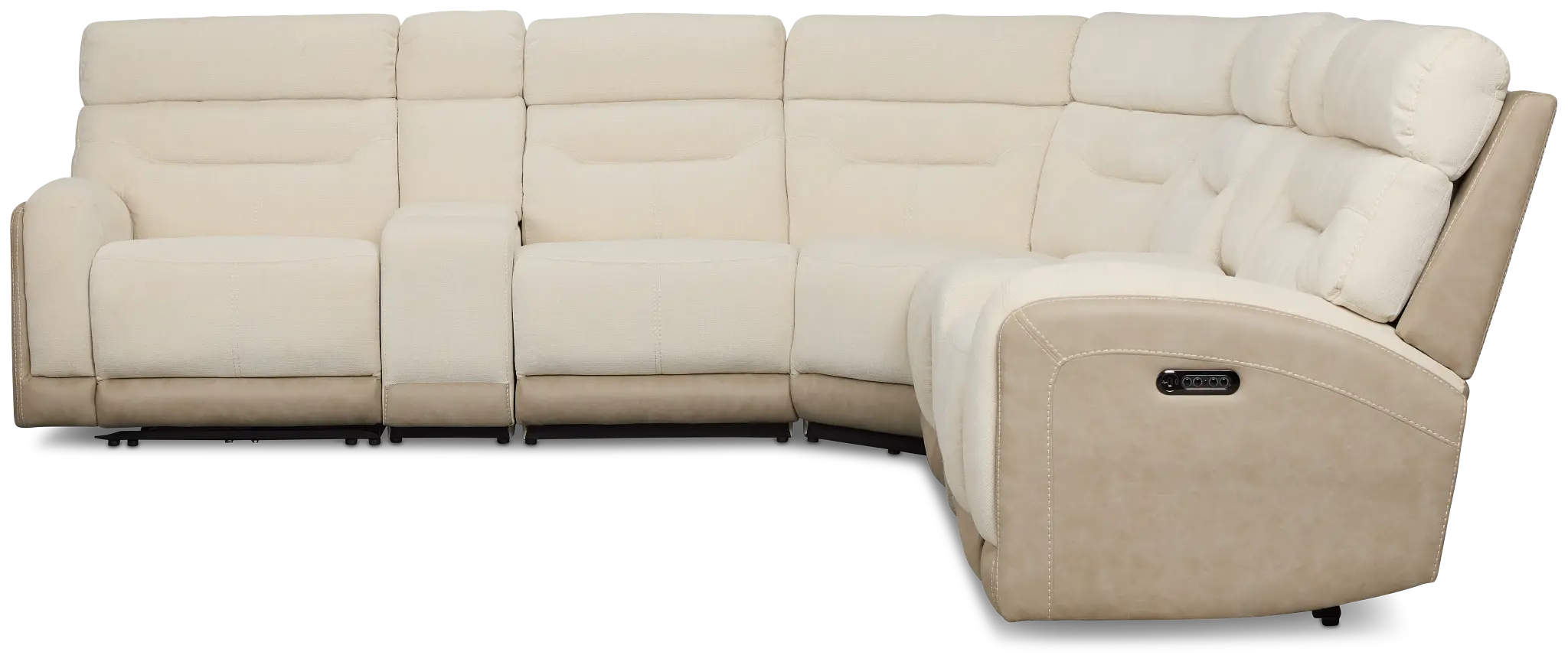 Travis Light Beige Fabric Large Dual Power Reclining Two-arm Sectional Travis Light Beige Fabric Large Dual Power Reclining Two-arm Sectional