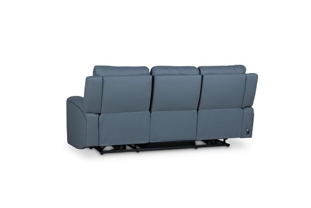 Summit Blue Lthr/vinyl Power Reclining Sofa W/ Power Headrest