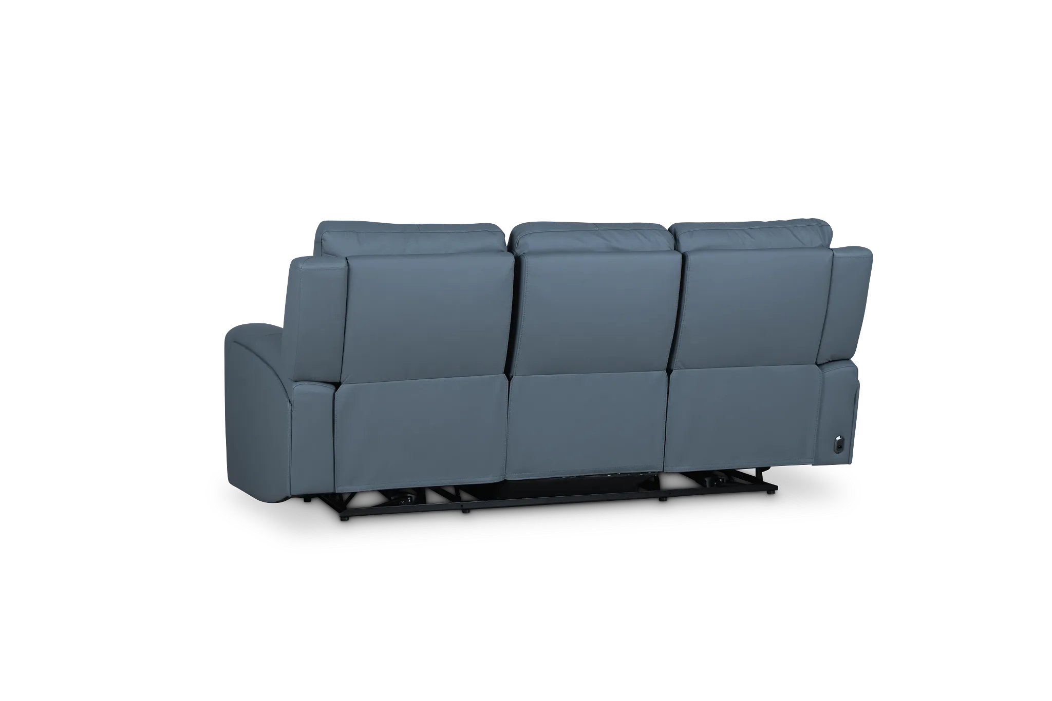 Summit Blue Lthr/vinyl Power Reclining Sofa W/ Power Headrest