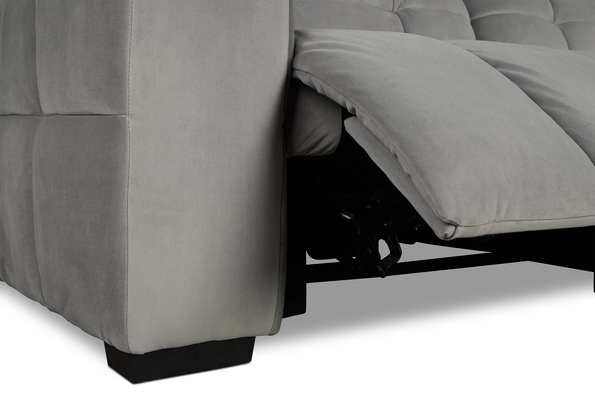 Gemma Light Gray Velvet Small Right Chaise Power Reclining Sectional