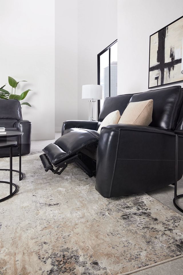 Miles Black Lthr/vinyl Power Reclining Sofa