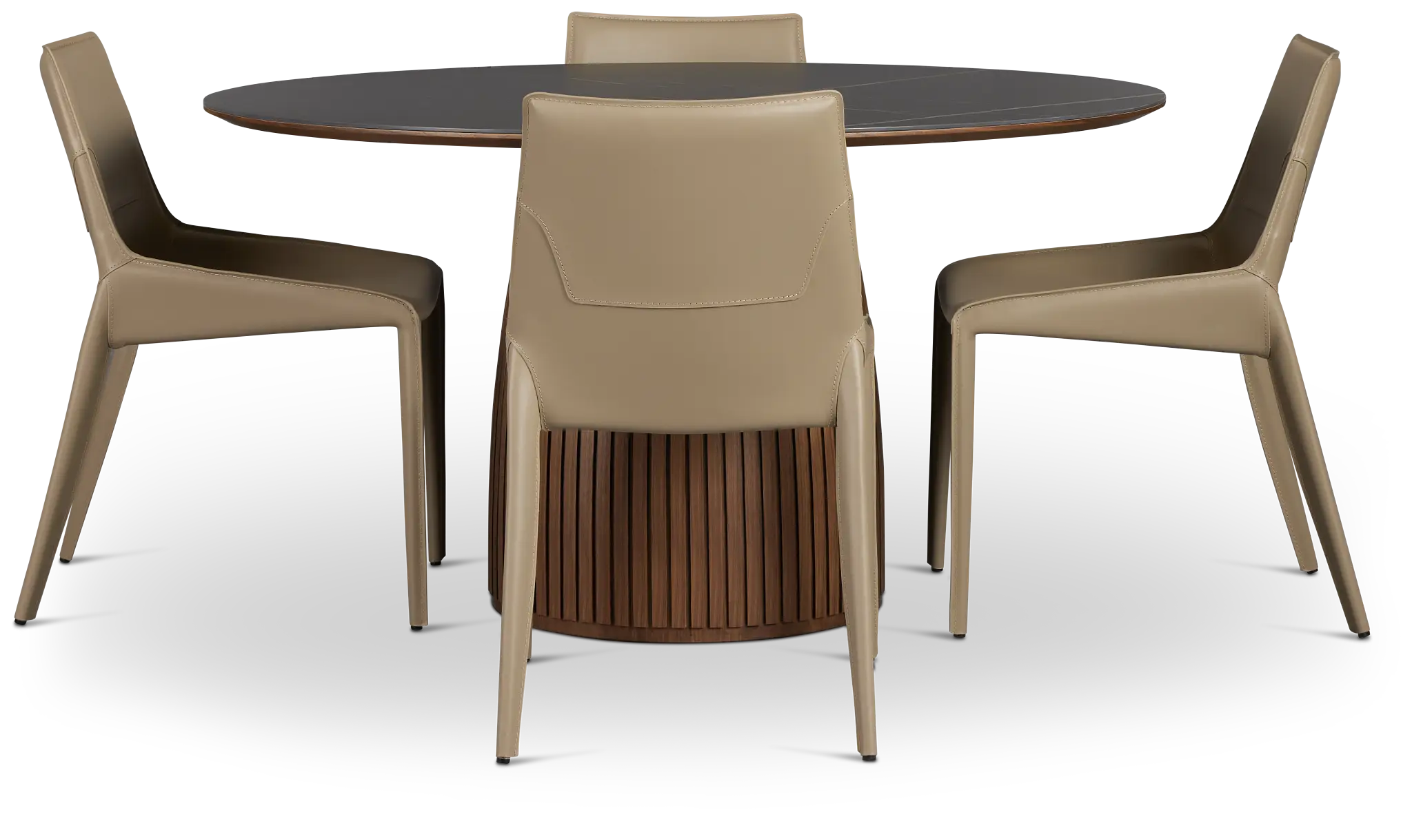 Wayne Two-tone Round Table With 4 Beige Upholstered Side Chairs Wayne Two-tone Round Table With 4 Beige Upholstered Side Chairs