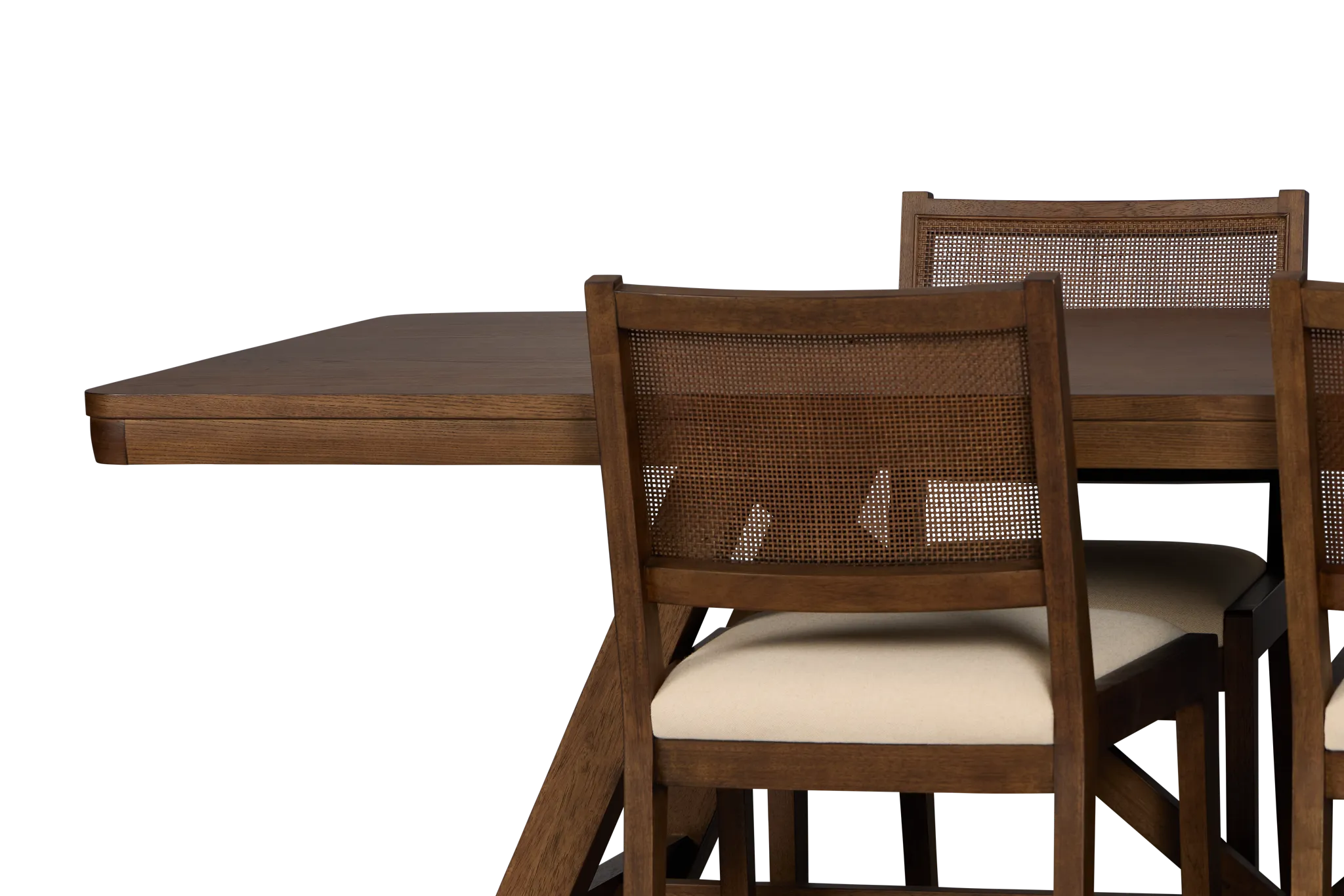 Pacific Mid Tone Trestle Table & 4 Upholstered Chairs