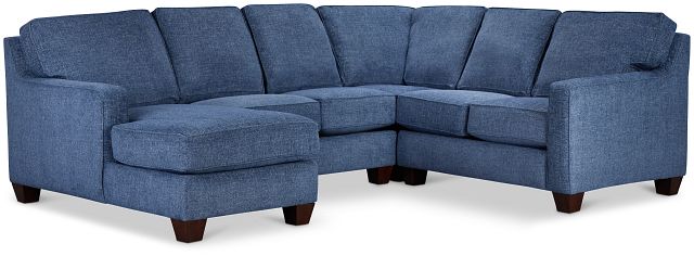 Andie Blue Fabric Medium Left Chaise Sectional