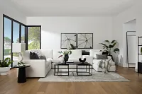 Citymod White Fabric Large Right Chaise Sectional With Media Console
