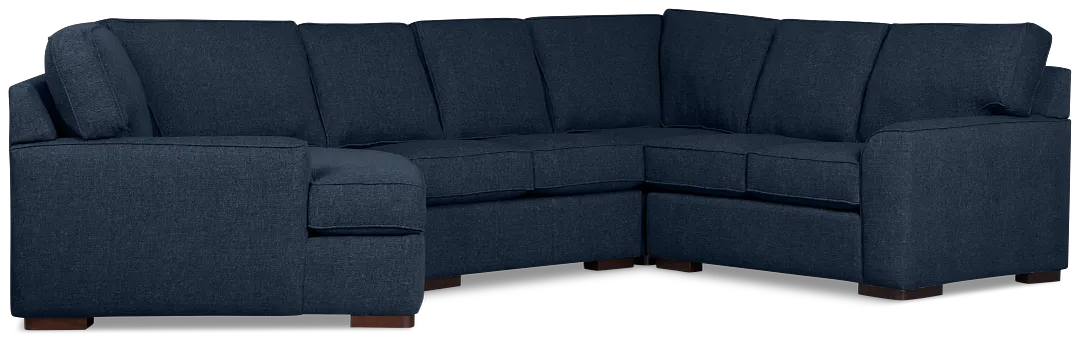 Sinclair Dark Blue Fabric Medium Left Facing Cuddler Sectional