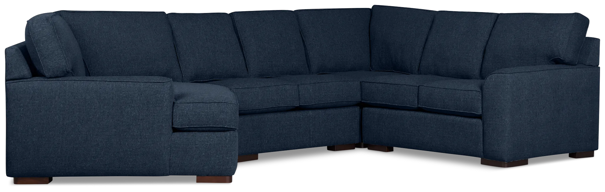 Sinclair Dark Blue Fabric Medium Left Facing Cuddler Sectional