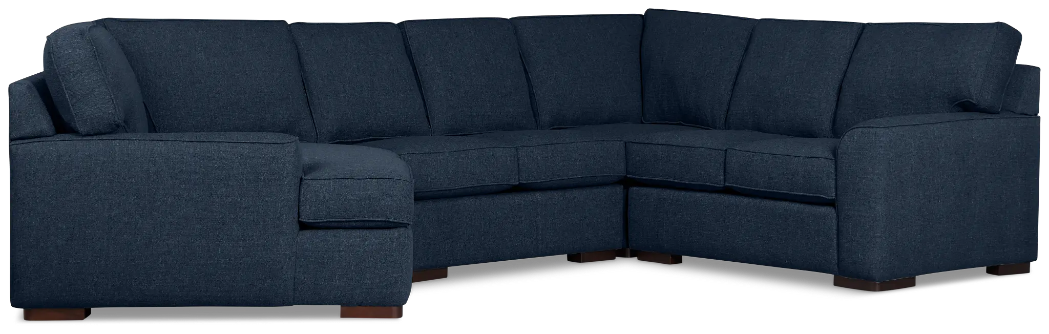 Sinclair Dark Blue Fabric Medium Left Facing Cuddler Sectional Sinclair Dark Blue Fabric Medium Left Facing Cuddler Sectional