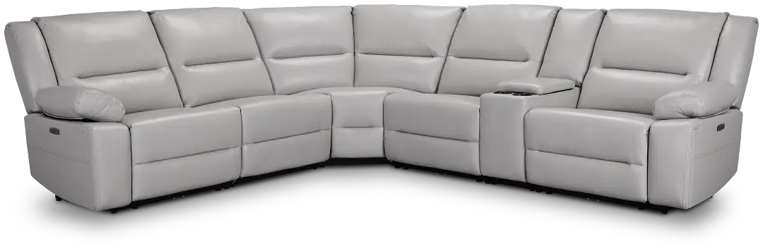 Peyton Light Gray Lthr/vinyl Medium Triple Power 2-arm Sectional Peyton Light Gray Lthr/vinyl Medium Triple Power 2-arm Sectional