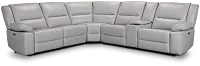 Peyton Light Gray Lthr/vinyl Medium Triple Power 2-arm Sectional