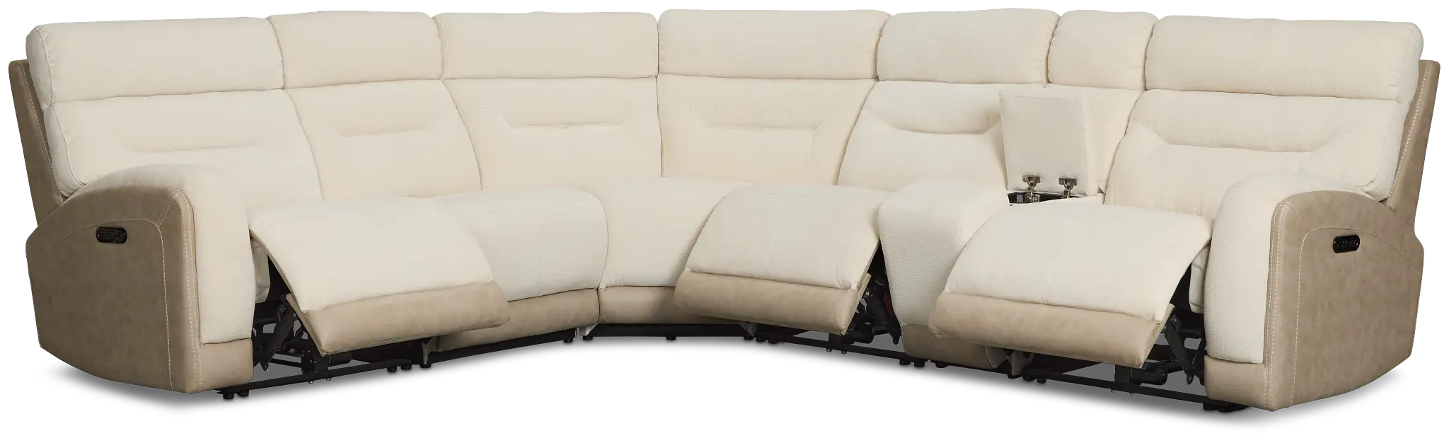Travis Light Beige Fabric Medium Triple Power 2-arm Sectional Travis Light Beige Fabric Medium Triple Power 2-arm Sectional