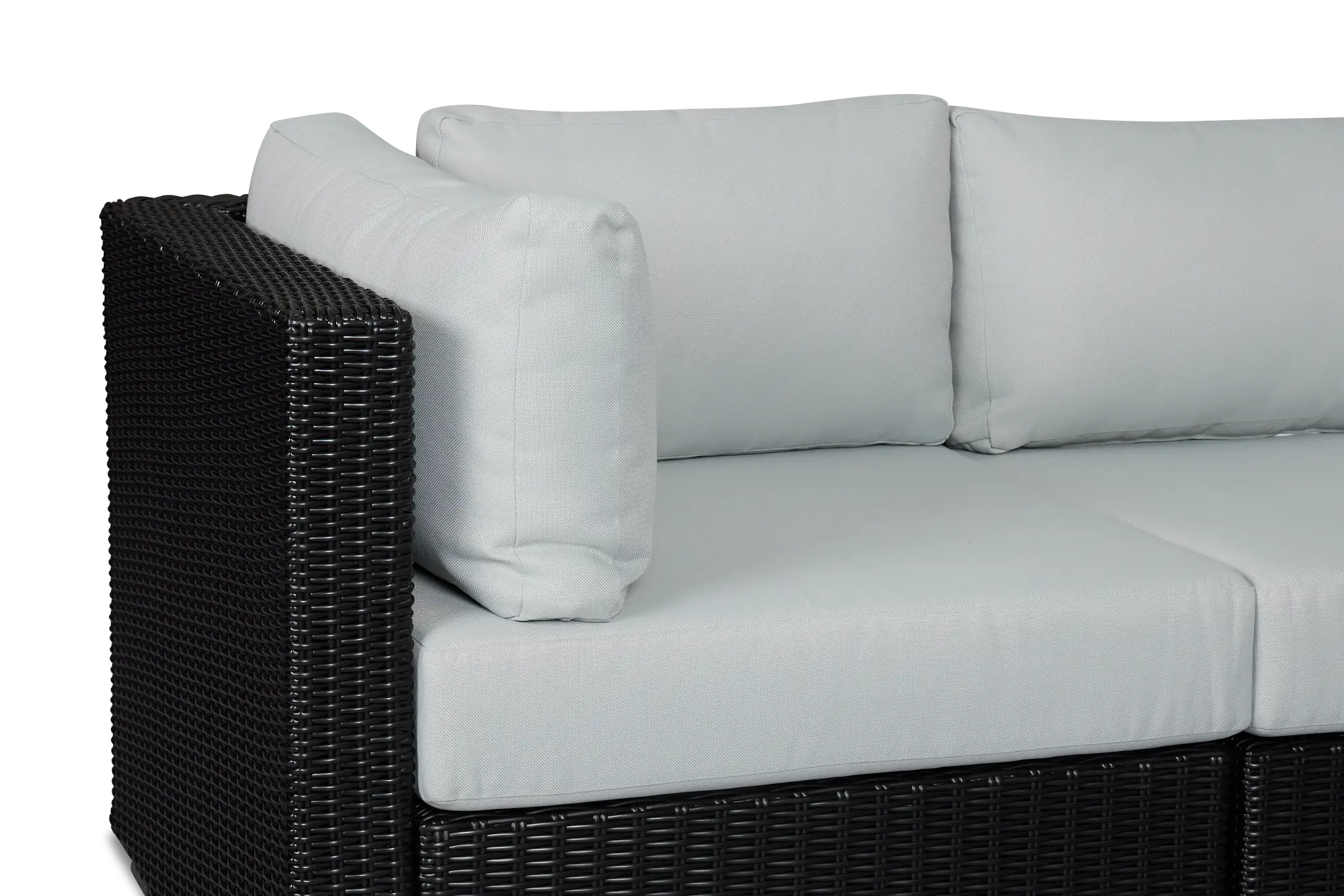 Montecito Black 5-piece Modular Sectional With Light Blue Cushions Montecito Black 5-piece Modular Sectional With Light Blue Cushions