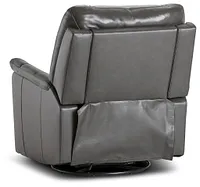 Owen Dark Gray Leather Swivel Glider Recliner