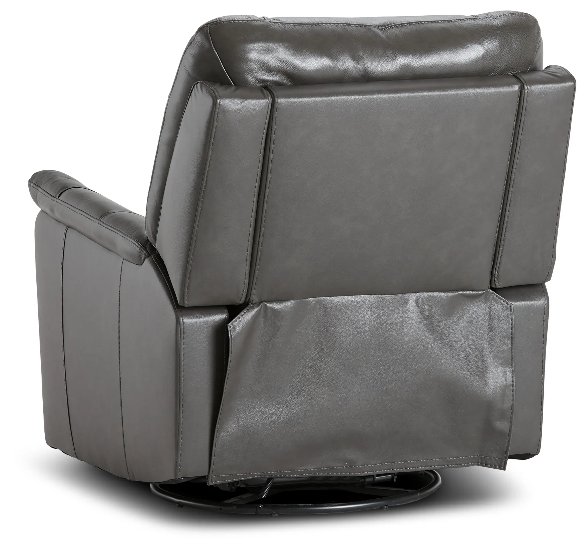 Owen Dark Gray Leather Swivel Glider Recliner