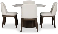 Camden Dark Tone Round Table & 4 Upholstered Chairs