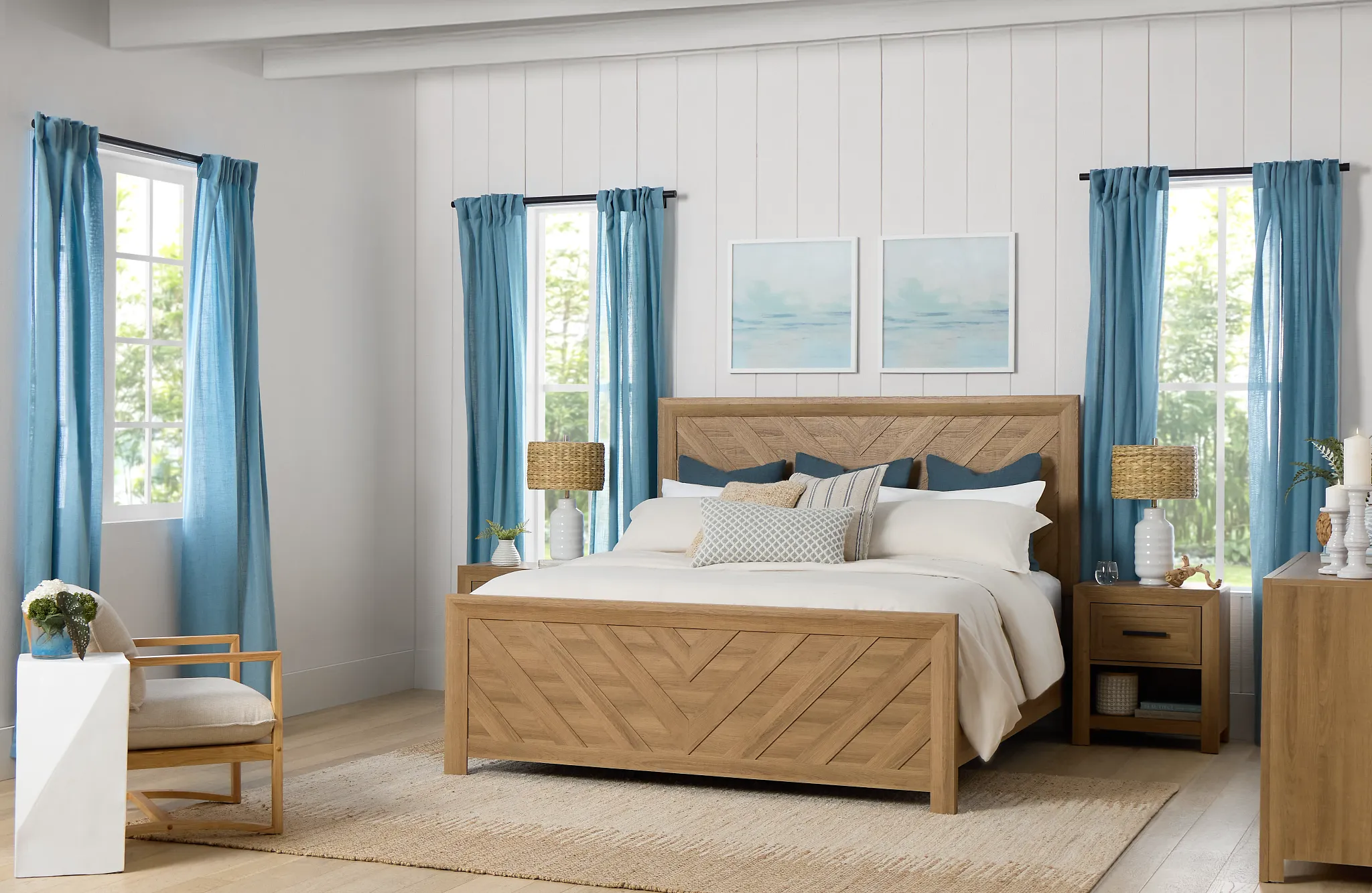 Delray Light Tone Panel Bed