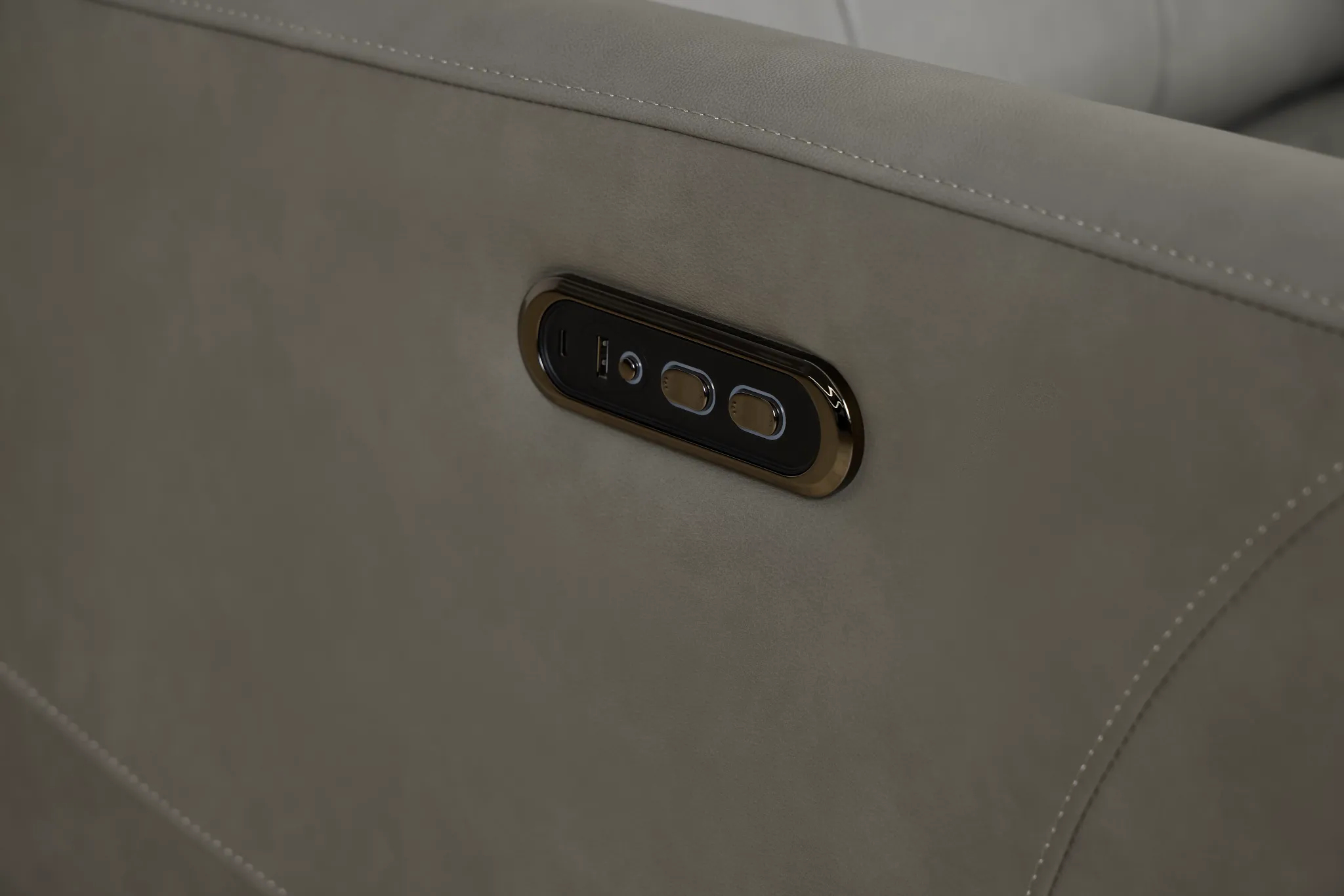 Izzy Light Gray Lthr/vinyl Power Swivel Glider Recliner