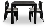 Santorini Black Rect Table & 4 Upholstered Chairs
