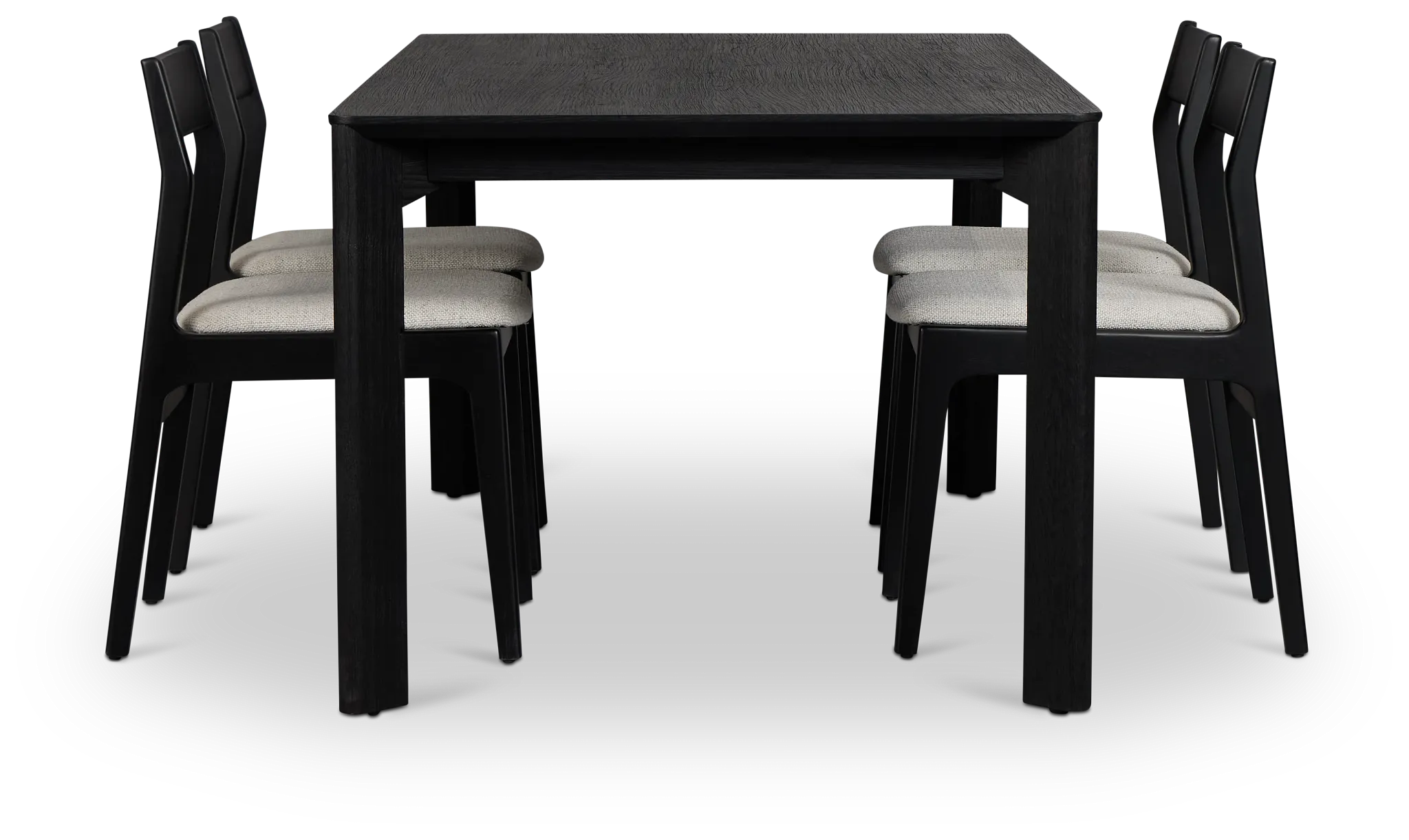 Santorini Black Rect Table & 4 Upholstered Chairs