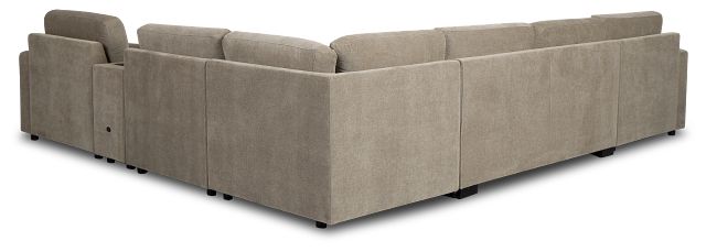 Addie Gray Fabric Medium Left Chaise Sleeper Sectional With Console