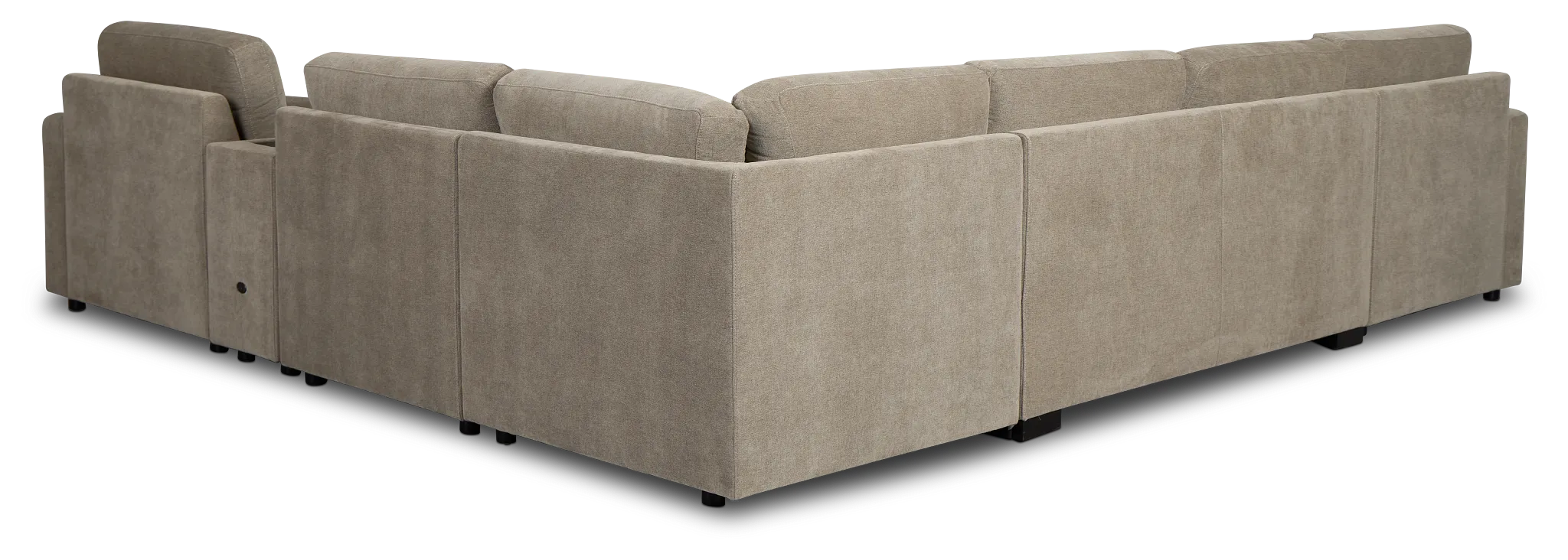 Addie Gray Fabric Medium Left Chaise Sleeper Sectional With Console