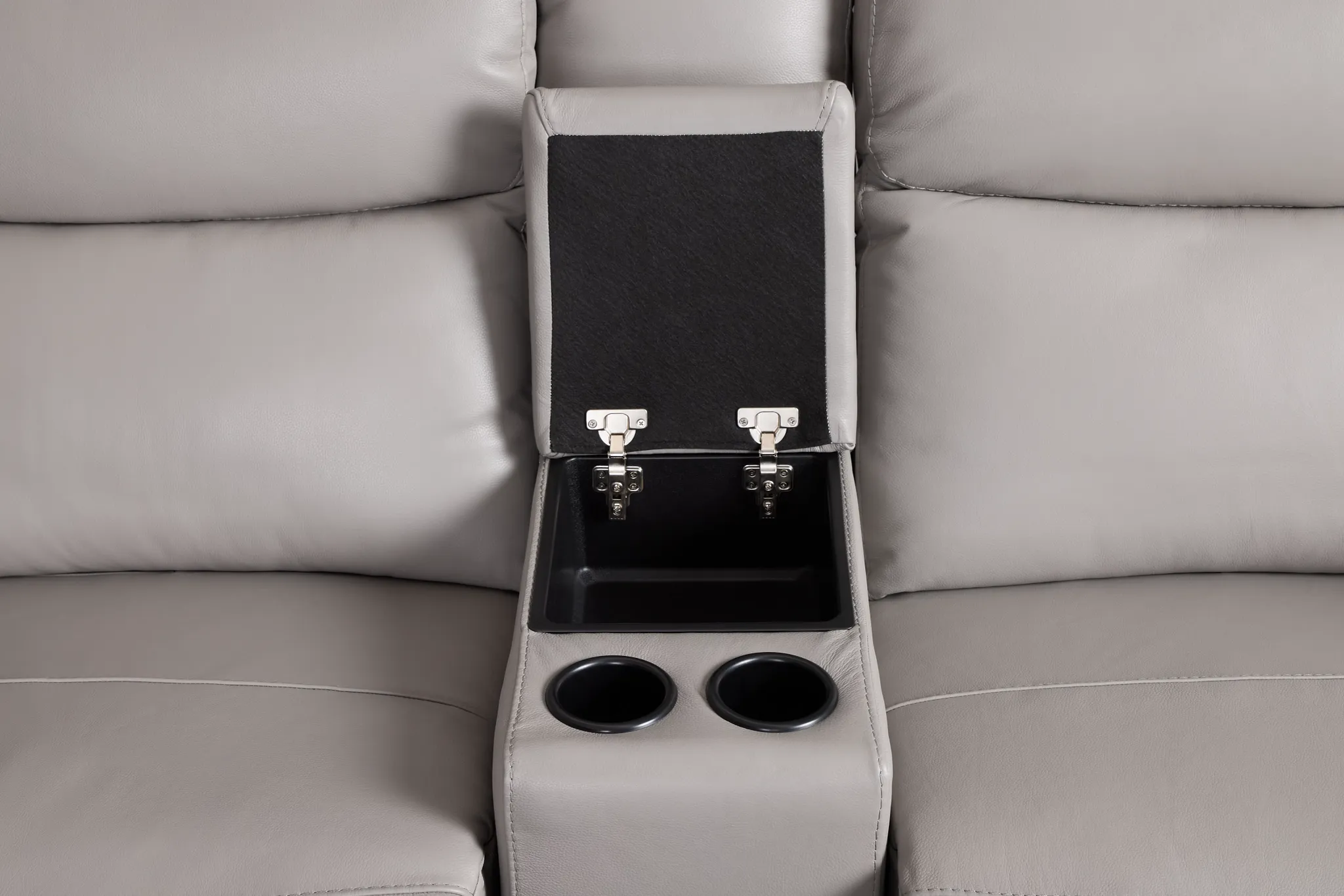 Walker Light Gray Lthr/vinyl Large Triple Power Reclining Two-arm Sectional