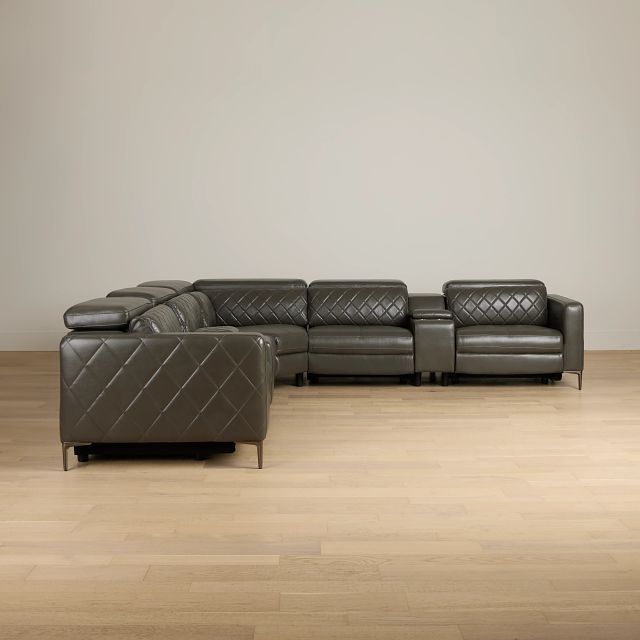 Ava Dark Gray Micro Large Triple Power Reclining Two-arm Sectional