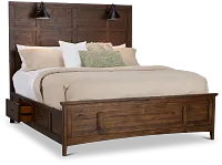 Heron Cove Mid Tone Storage Panel Bed With Lights