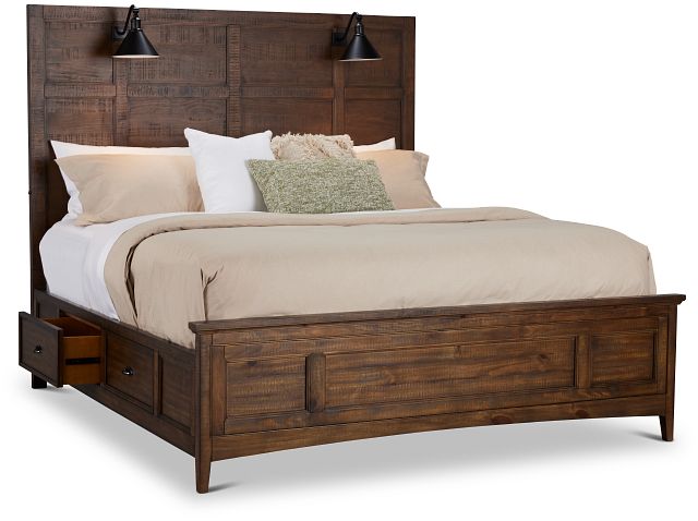 Heron Cove Mid Tone Storage Panel Bed With Lights