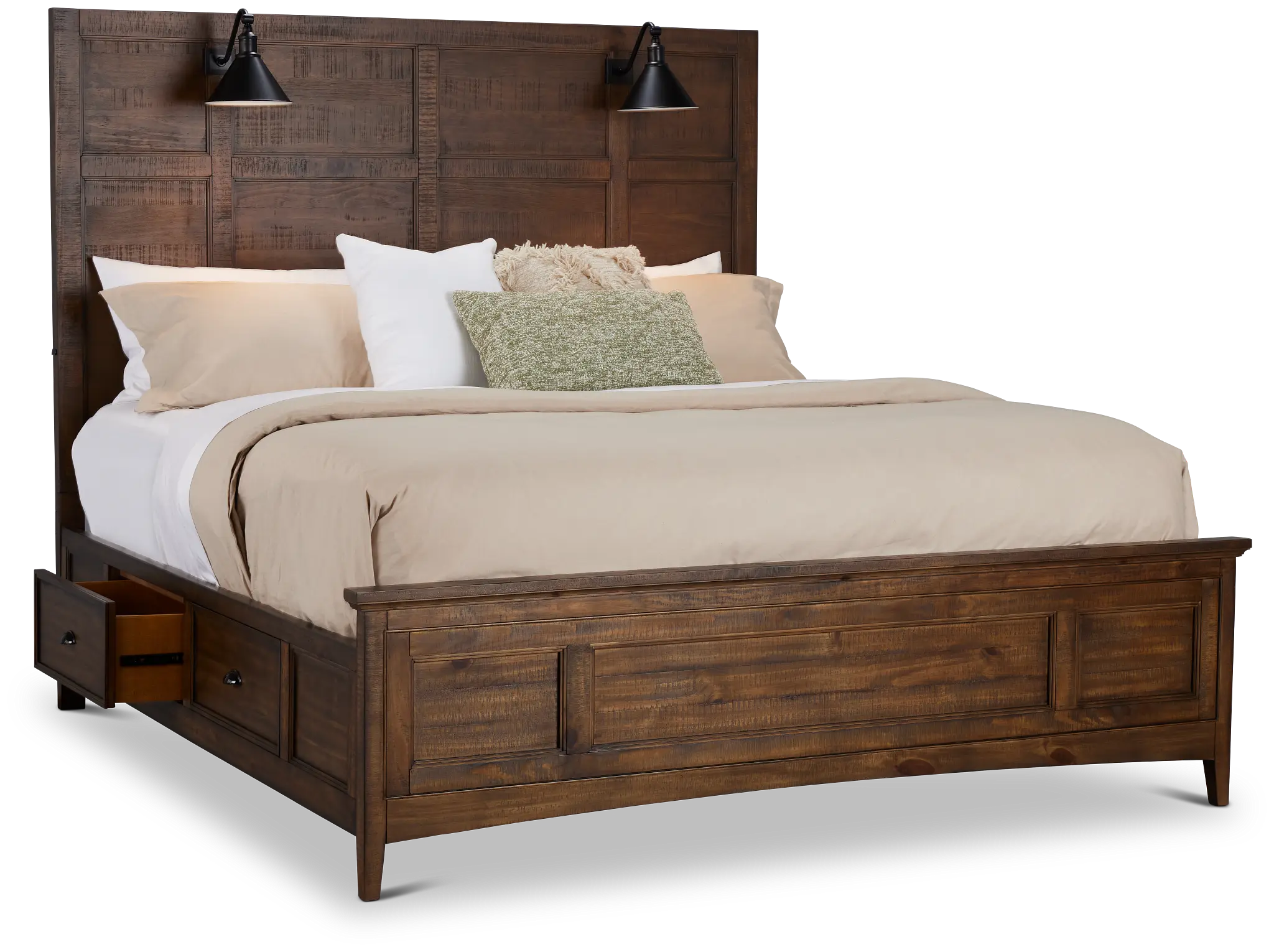 Heron Cove Mid Tone Storage Panel Bed With Lights Heron Cove Mid Tone Storage Panel Bed With Lights