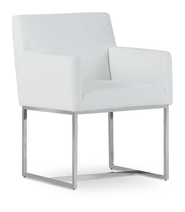 Miami White Fabric Upholstered Arm Chair