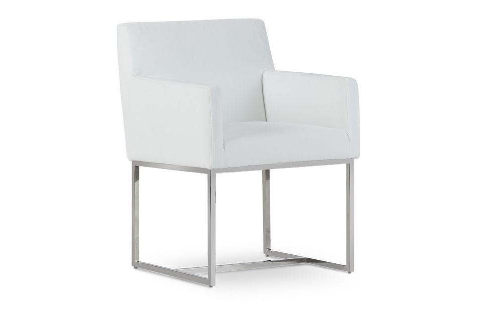 Miami White Fabric Upholstered Arm Chair