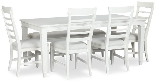 Cape Cod Ivory Rect Table, 4 Chairs & Bench