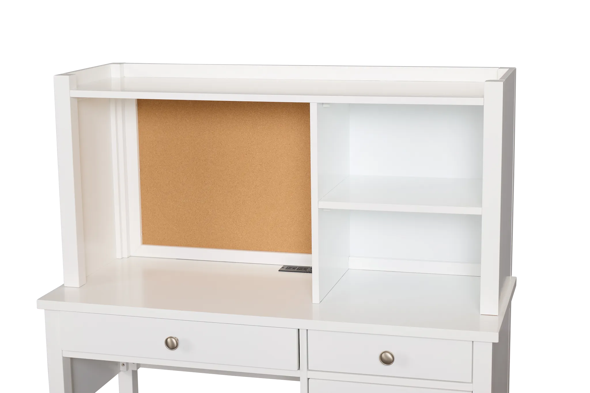 Charleston White 3-drawer Desk & Hutch