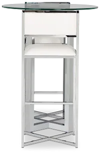 Amalfi White Glass Pub Table & 2 Metal Barstools