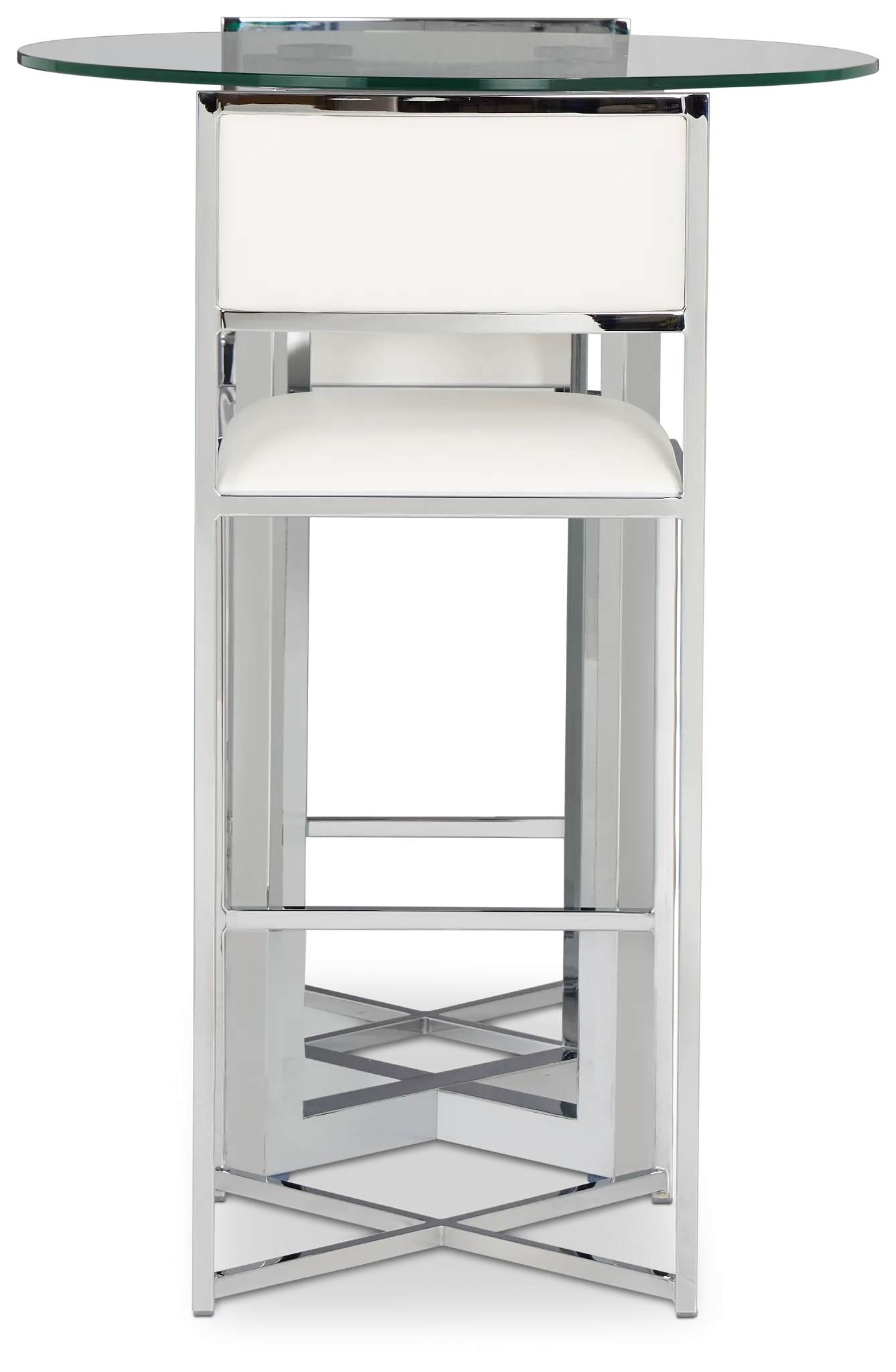 Amalfi White Glass Pub Table & 2 Metal Barstools