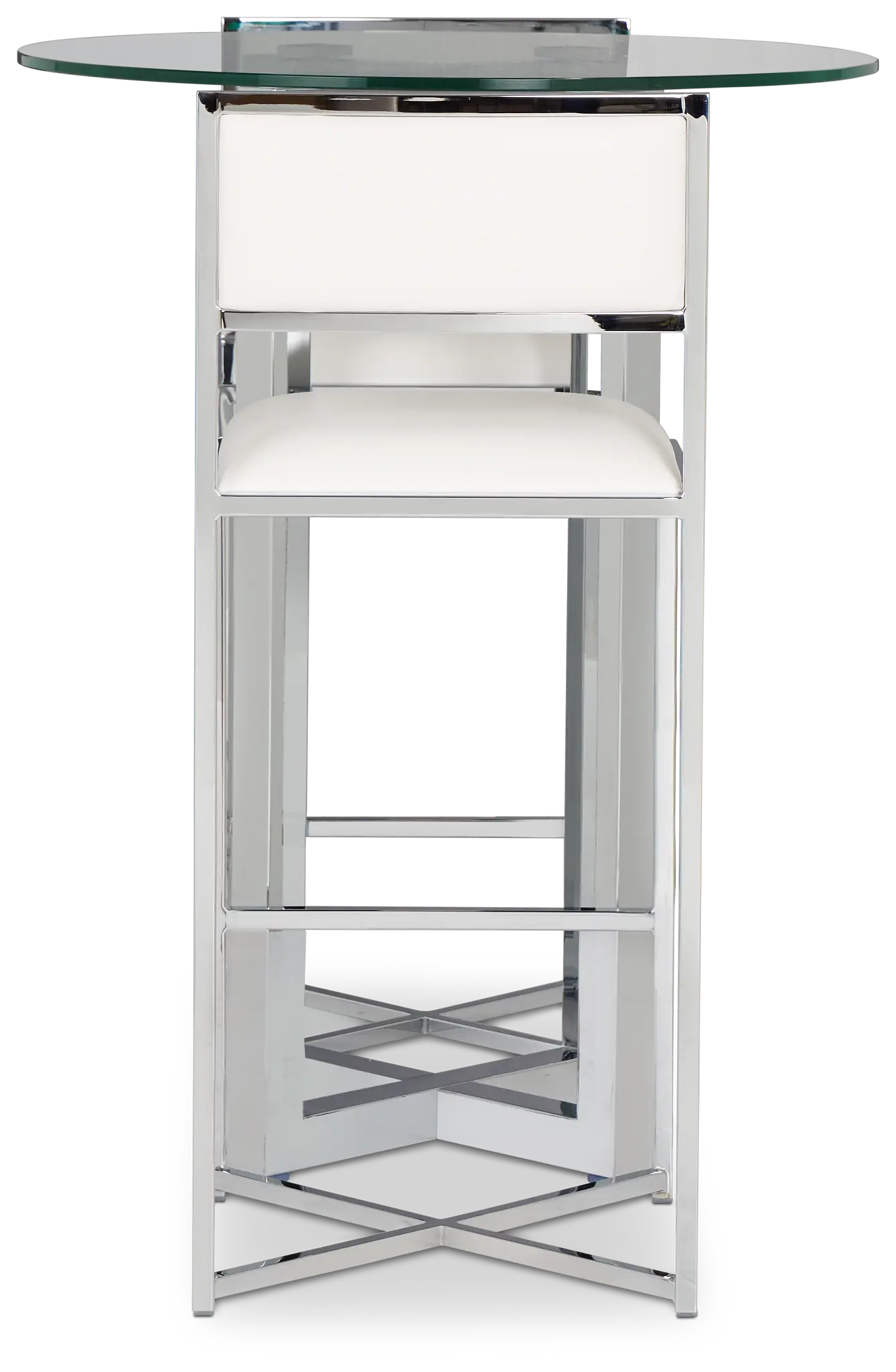 Amalfi White Glass Pub Table & 2 Metal Barstools Amalfi White Glass Pub Table & 2 Metal Barstools