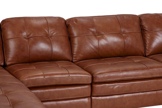 Braden Medium Brown Leather Left Chaise Sectional (1)