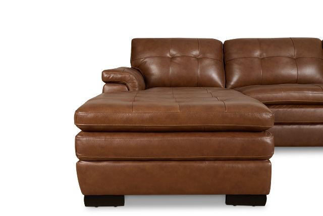 Braden Medium Brown Leather Left Chaise Sectional