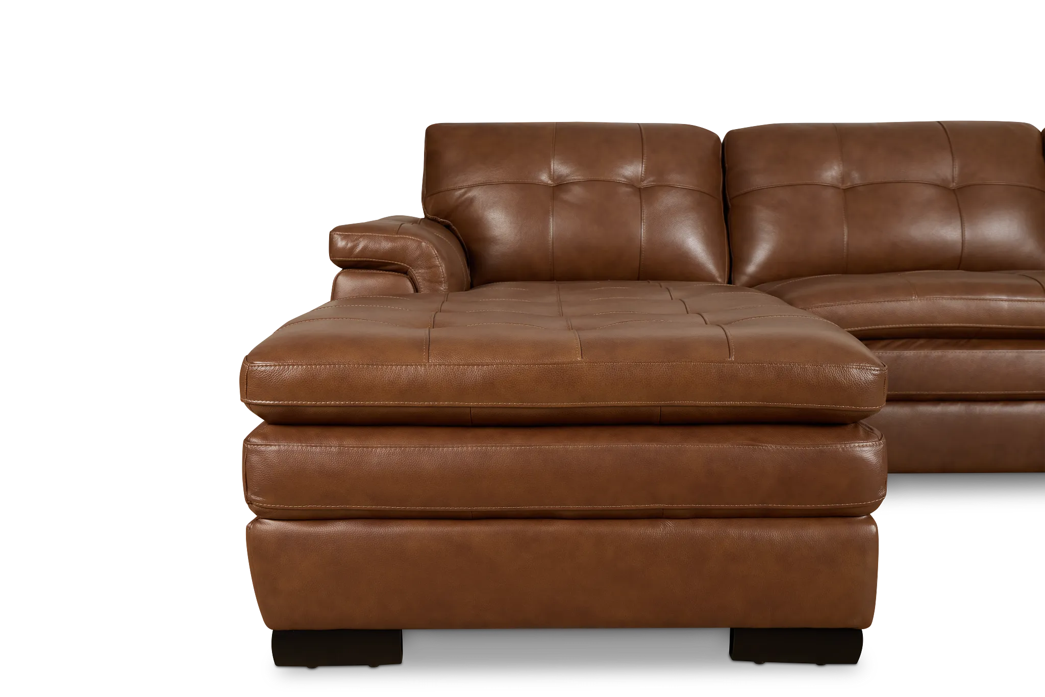 Braden Medium Brown Leather Left Chaise Sectional