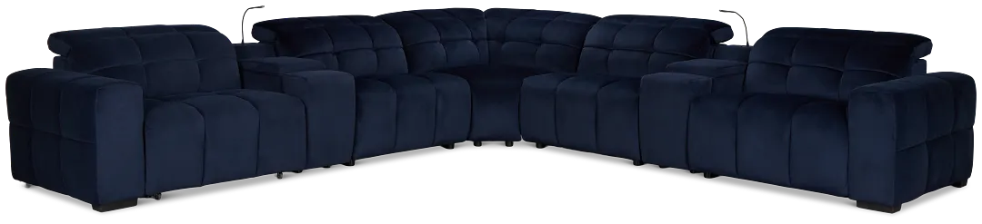 Gemma Navy Velvet Large Left Chaise Power Reclining Sectional