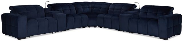 Gemma Navy Velvet Large Left Chaise Power Reclining Sectional