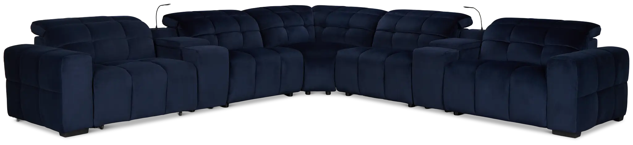 Gemma Navy Velvet Large Left Chaise Power Reclining Sectional Gemma Navy Velvet Large Left Chaise Power Reclining Sectional