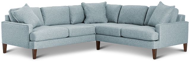 Morgan Teal Fabric Small Right 2-arm Sectional W/ Wood Legs (2)