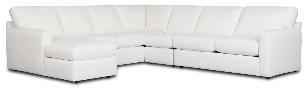 Rhodes White Fabric Large Left Chaise Sectional