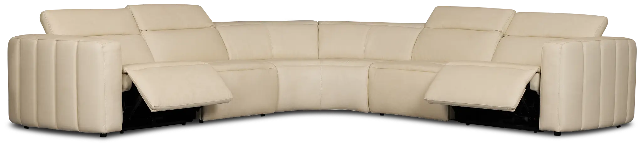 Jace Ivory Lthr/vinyl Small Dual Power Reclining Two-arm Sectional Jace Ivory Lthr/vinyl Small Dual Power Reclining Two-arm Sectional