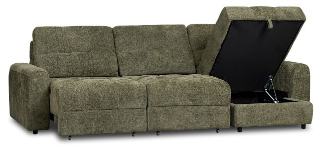Hendrix Green Fabric Right Power Extension Chaise Sectional