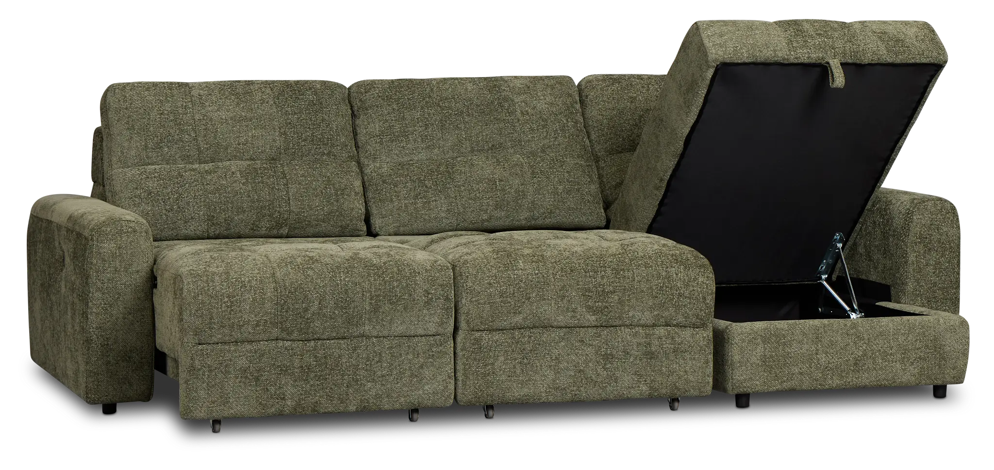 Hendrix Green Fabric Right Power Extension Chaise Sectional Hendrix Green Fabric Right Power Extension Chaise Sectional