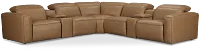 Ryland Brown Lthr/vinyl Large Triple Power Reclining Two-arm Sectional