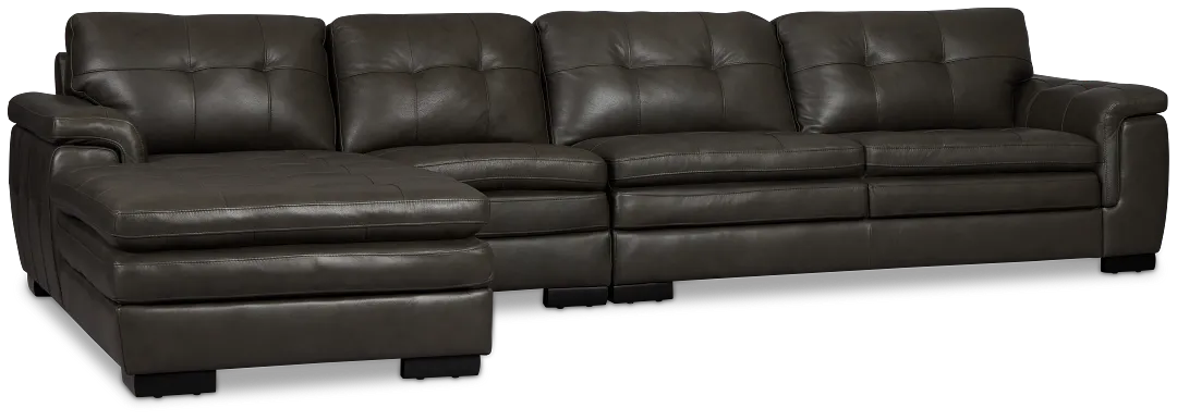 Braden Dark Gray Leather Small Left Chaise Sectional